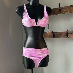 California Waves Juniors 2 pieces bikini in pink clouds tie dye size XS NEW